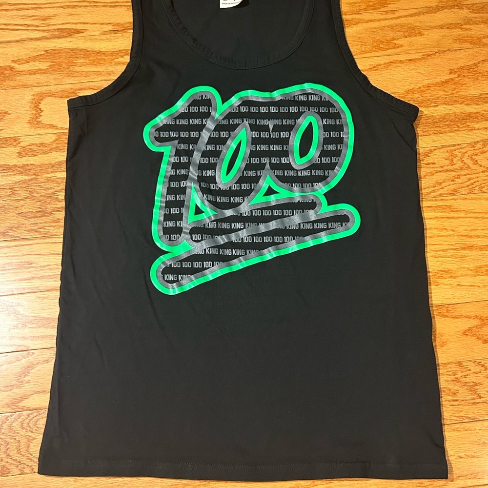 Black Tank Top with Green Graphic
